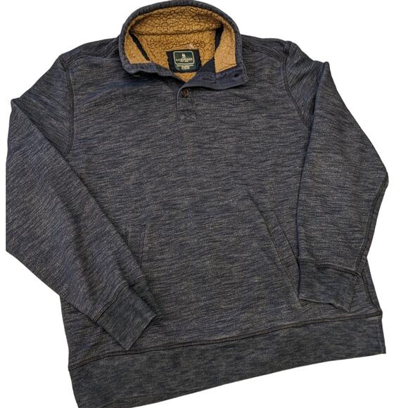 GH Bass Sweater Mens Size XL Sherpa Lined Pullover Gray Long Sleeve Pockets - Picture 1 of 9